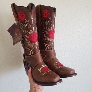 Leather Embroidered Boots